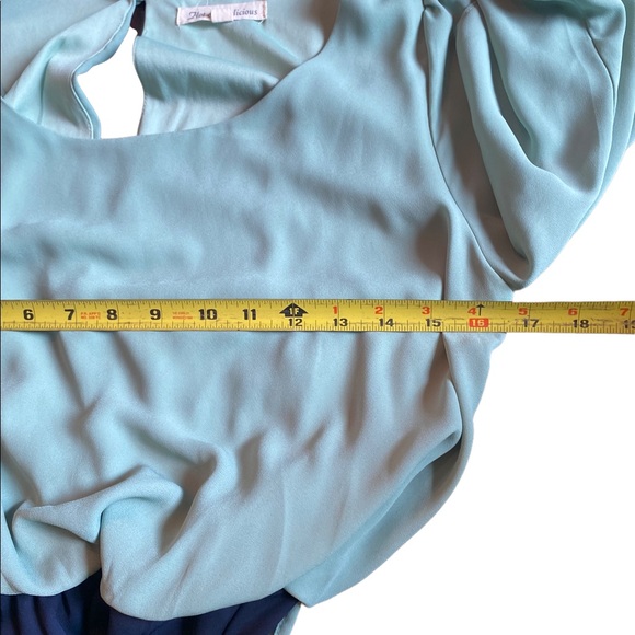 Hot & Delicious Green and Blue Long Sleeved Dress - Picture 12 of 13